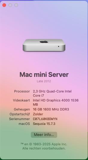 Mac mini server late 2012-  i7 - 16GB - 1TB SSD, Informatique & Logiciels, Apple Desktops, Utilisé, Mac Mini, SSD, 2 à 3 Ghz, 16 GB