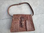 Vintage lederen handtas, Handtassen en Accessoires, Tassen | Damestassen, Ophalen of Verzenden, Zo goed als nieuw, Bruin, Handtas
