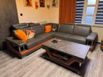 Ensemble salon (canape d’angle + table), Ophalen, Hoekbank, Leer, Vierpersoons of meer