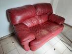 Fauteuil cuir rouge deux places, Maison & Meubles, Utilisé, Cuir, Enlèvement ou Envoi