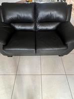 Zwarte lederen salon 3 zit en 2x een 2 zit, Huis en Inrichting, Zetels | Zetels, Ophalen, Zo goed als nieuw