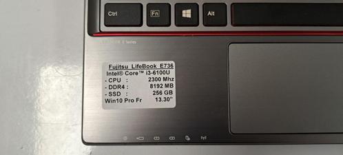 Fujitsu LifeBook E736 - i3, Informatique & Logiciels, Ordinateurs portables Windows, Utilisé, 13 pouces, SSD, 2 à 3 Ghz, 8 GB
