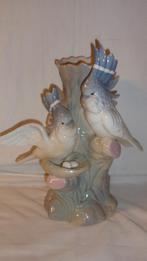 Porselein vintage grote vaas met kaketoe op nest, Maison & Meubles, Accessoires pour la Maison | Vases, Comme neuf, Moins de 50 cm