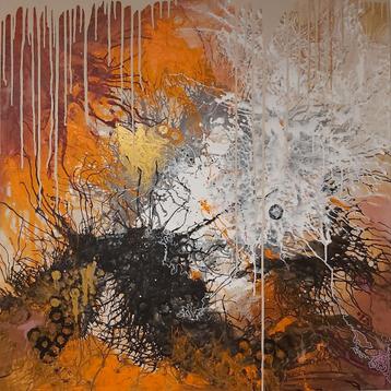 Abstract schilderij 'Find your way' 100x100 cm beschikbaar voor biedingen