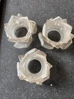 DRIE VINTAGE MATGLAZEN BLOEMENKAPJES, Ophalen of Verzenden
