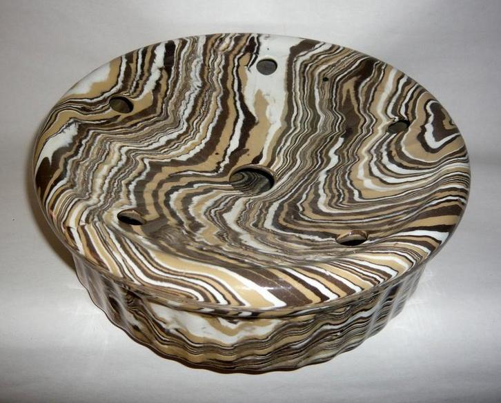 KWISPEDOOR/SPICHELPOT IN AGATE WARE CA 1850/60, Antiquités & Art, Antiquités | Céramique & Poterie, Enlèvement ou Envoi