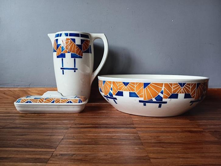 Art-Deco lampetstel, gemerkt Badonviller France, Antiek en Kunst, Antiek | Keramiek en Aardewerk, Ophalen of Verzenden