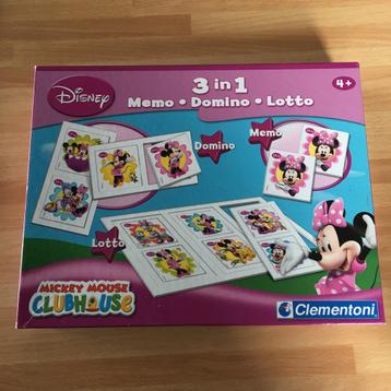Mickey Mouse-Clubhouse 3 en 1 Mémo-Domino-Lotto, Enlèvement ou Envoi, Comme neuf