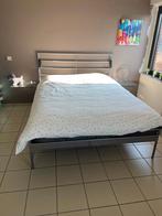 lit 2 personnes 160 x 200 sommiers à  lattes électriques, Gris, Comme neuf, Enlèvement, Deux personnes