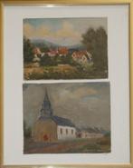 Omer Coppens (1864-1926): 2 landschappen, Martué (24x30cm), Antiek en Kunst, Ophalen of Verzenden
