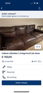 Lederen salon (vintage bruin), Huis en Inrichting, Zetels | Zetels en Chaises Longues, Ophalen, Zo goed als nieuw