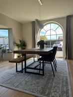 Industriële eettafel met zitbank en stoelen, Ophalen, Zo goed als nieuw
