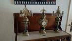 antiek schouwgarnituur kandelaars en klok 65cm hoogte in gro, Antiquités & Art, Antiquités | Horloges, Enlèvement