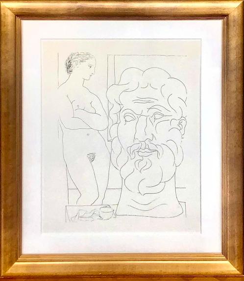 Picasso, vrouw met buste, druk in gouden lijst, Antiek en Kunst, Kunst | Litho's en Zeefdrukken, Ophalen