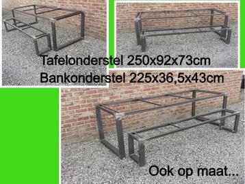 Tafelonderstel 250x92x73cm hoog en bankonderstel 225 cm lang