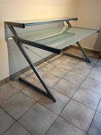 Design buro - bureautafel in ALU/Glass, Ophalen, Zo goed als nieuw, Bureau