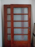 Antieke dubbele houten binnendeuren, Gebruikt, Glas, 120 cm of meer, Ophalen