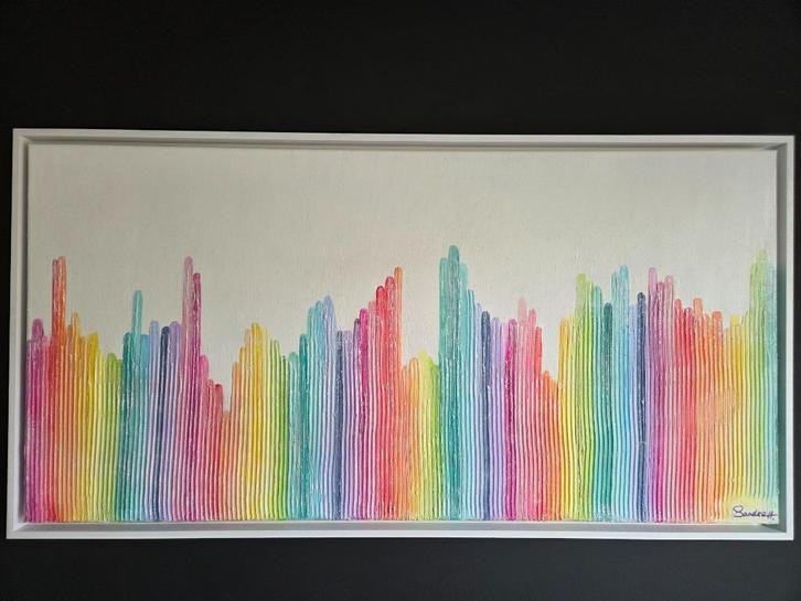 Origineel Werk Sandra Hapers "Stick Together" 50x100, Antiquités & Art, Art | Peinture | Moderne, Enlèvement