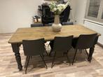 Eiken tafel met 6 stoelen, Huis en Inrichting, Tafels | Eettafels, 150 tot 200 cm, 150 tot 200 cm, Rechthoekig, Zo goed als nieuw