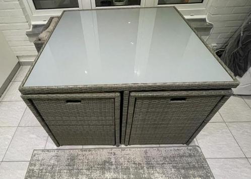 Tuinset, teras tafel en stoelen 8 stolen met 8 kussen, Tuin en Terras, Tuintafels, Ophalen