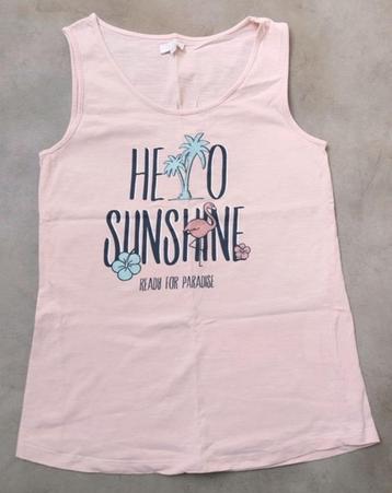 Lichtroze topje "Hello Sunshine" - maat 164 beschikbaar voor biedingen