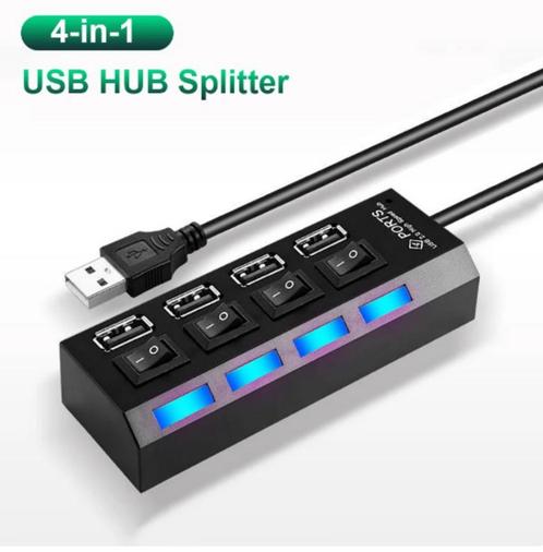 Adaptateur répartiteur de commutateur multi-hub USB 2.0 à 4, Informatique & Logiciels, Pc & Câble réseau, Neuf, Enlèvement ou Envoi