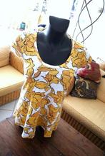 origineel geel/wit bloemrijk getinte vintage jurk, Jaune, Porté, Vintage, Taille 42/44 (L)