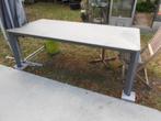 tafel tuintafel aluminiumonderstel met sterk tafelblad grijs, Ophalen, Gebruikt, Rechthoekig, Metaal