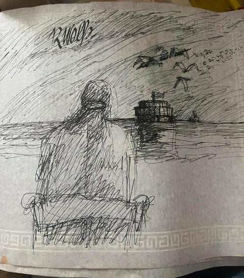 Setje pentekeningen  op  papier getekend Roger Wolfs?, Antiek en Kunst, Kunst | Tekeningen en Fotografie, Ophalen of Verzenden