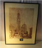Mooi Oude Gravure 'Kathedraal Antwerpen' - Van Frachem, Ophalen of Verzenden
