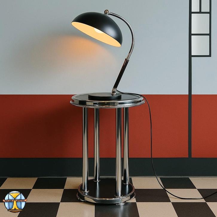 Vintage zwarte Bauhaus H. Busquet Hala- bureaulamp model 144, Huis en Inrichting, Lampen | Tafellampen, Gebruikt, Minder dan 50 cm