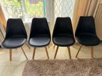 zwarte stoelen, Ophalen, Zwart, Leer, Zo goed als nieuw
