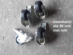 zwenkwiel dia 50 mm met rem : 5 €wiel dia 80 mm , gat 12 mm, Ophalen, Nieuw
