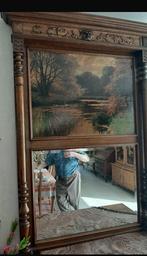 Spiegel met schilderij, Antiek en Kunst, Ophalen, Rechthoekig, 100 tot 150 cm, 100 tot 150 cm