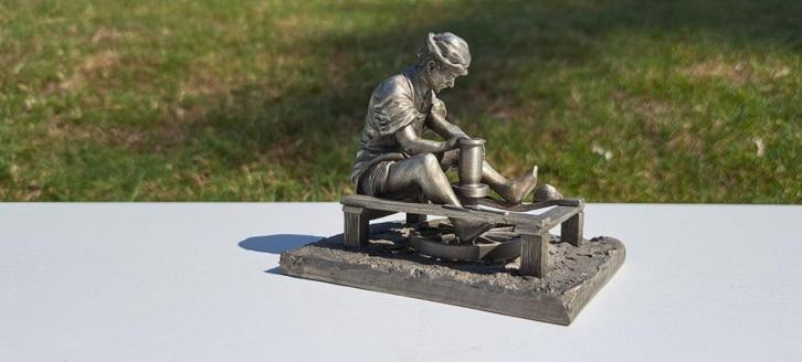 Statue en étain « Le Potier » LMF-1984 - Antoon Luyckx, Antiquités & Art, Curiosités & Brocante, Enlèvement ou Envoi