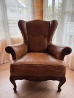 Mooie lederen fauteuil cognac bruin in (zeer) goede staat, Huis en Inrichting, Fauteuils, Ophalen, Gebruikt, Landelijk, 75 tot 100 cm