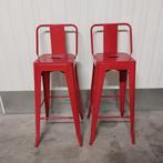 2 rode barkrukken metaal, Met voetsteun, Ophalen of Verzenden, Zo goed als nieuw, 90 cm of meer