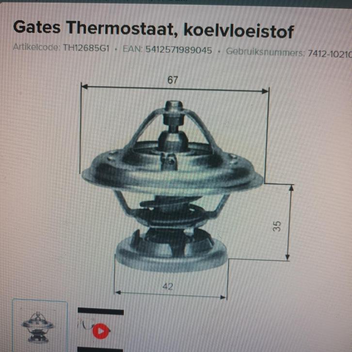 Thermostaat Gates 85C  MB, Daewoo, Ssyangyong, Auto-onderdelen, Motor en Toebehoren, Mercedes-Benz, Overige automerken, Daewoo