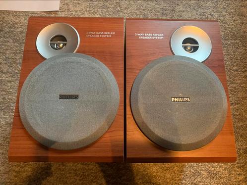 Hoge kwaliteit Philips 6 OHM speakers als nieuw, Audio, Tv en Foto, Luidsprekerboxen, Zo goed als nieuw, Front, Rear of Stereo speakers