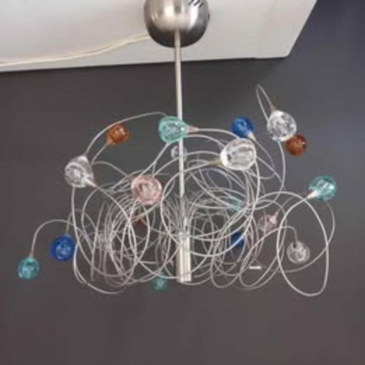 Lustre style HARCO LOOR design, Huis en Inrichting, Lampen | Kroonluchters, Zo goed als nieuw, Glas, Metaal, Ophalen