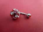 piercing bol met rode , roze en kleurloze kristallen, Handtassen en Accessoires, Piercings, Navelpiercing, Ophalen of Verzenden