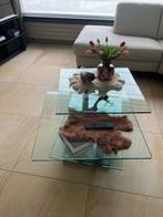 Glazen salontafel, Huis en Inrichting, Tafels | Salontafels, Ophalen, 50 tot 100 cm, Vierkant, 50 tot 100 cm