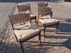 4x brutalist eetkamerstoelen, Huis en Inrichting, Stoelen, Ophalen, Hout, Overige kleuren, Vier