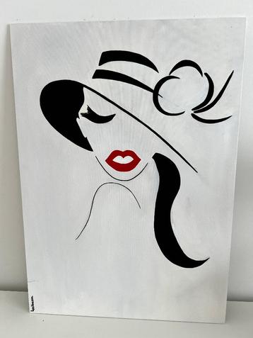 Schilderij – Dame met hoed beschikbaar voor biedingen