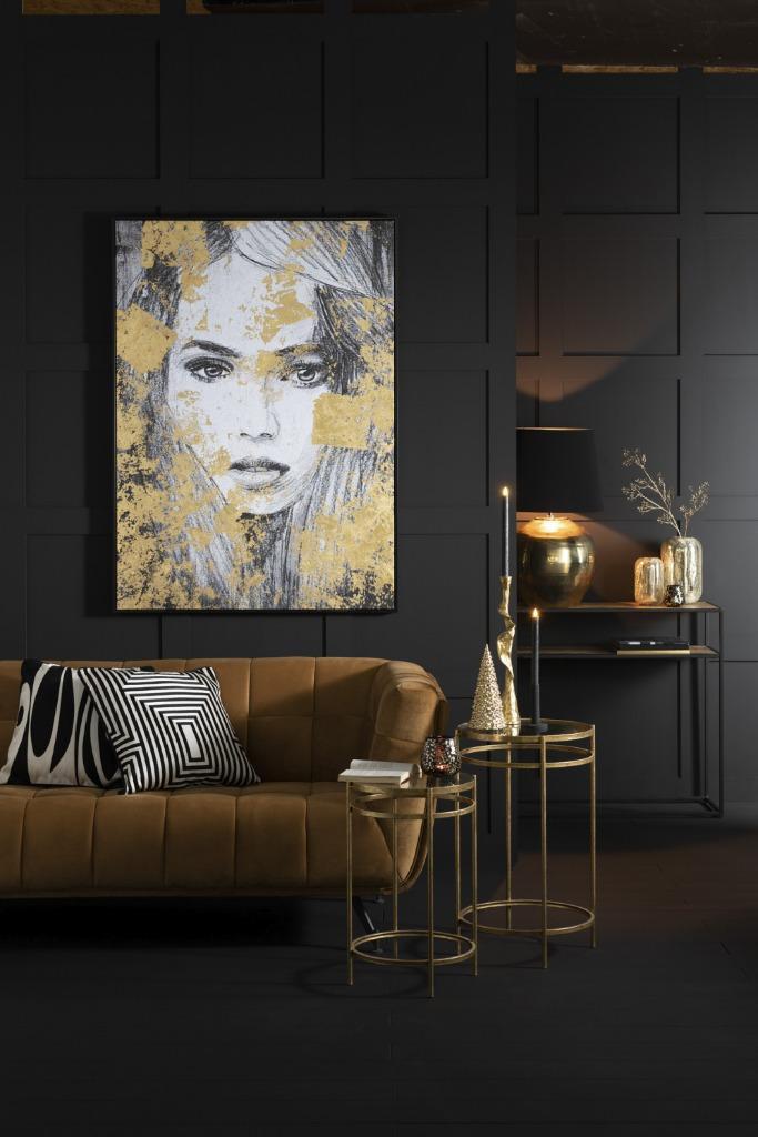 Wanddecoratie Canvas Vrouw zwart/goud - Nieuw, Huis en Inrichting, Woonaccessoires | Schilderijen, Tekeningen en Foto's, Nieuw