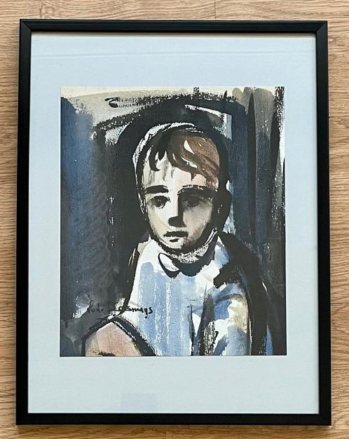 Lode Bosmans - Portret - Olieverf op papier - 28 x 23 cm, Antiek en Kunst, Kunst | Schilderijen | Modern, Ophalen of Verzenden