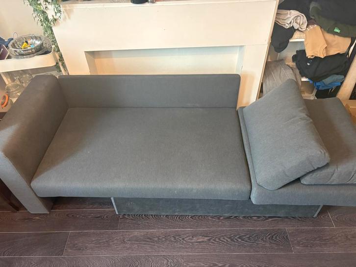 IKEA bank/1-persoonsbed, Huis en Inrichting, Slaapkamer | Slaapbanken, Zo goed als nieuw, 80 cm, 220 cm, Tweepersoons, Grijs, Ophalen