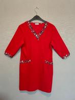 Rode jurk met pantermotief van Studio IT. (40), Kleding | Dames, Studio it, Maat 38/40 (M), Ophalen of Verzenden, Zo goed als nieuw