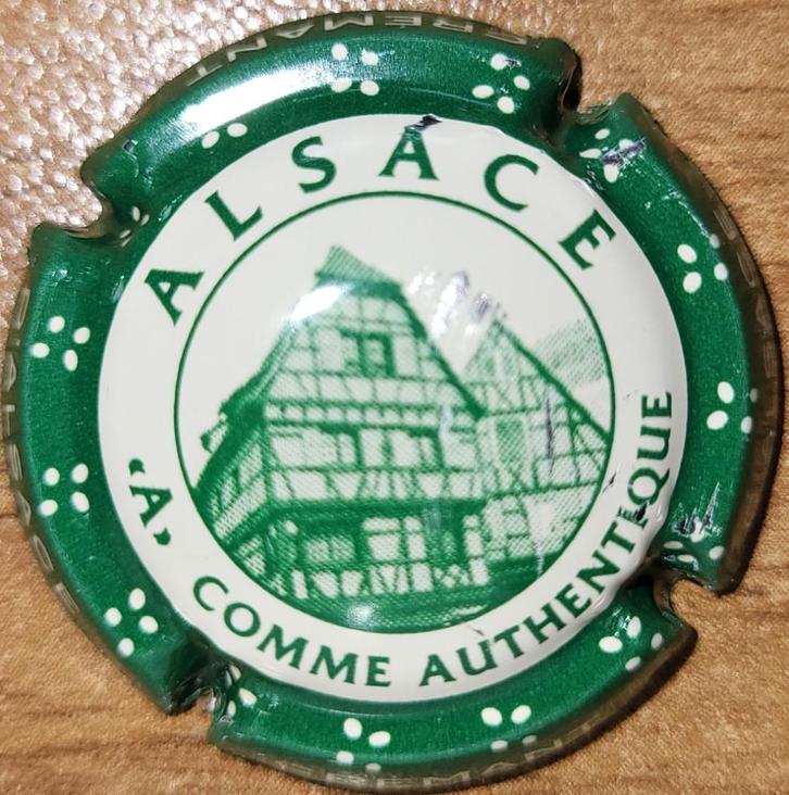 Crémant Alsace capsule van VIGNERONS groen & crème nr 68, Verzamelen, Wijnen, Nieuw, Witte wijn, Frankrijk, Ophalen of Verzenden