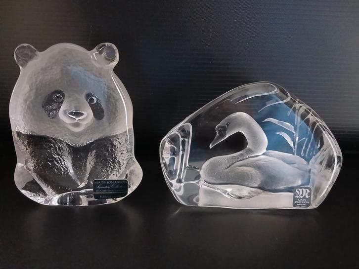 Cygne + Panda - Cristal Mats Jonasson - Handmade in Sweden, Antiquités & Art, Antiquités | Verre & Cristal, Enlèvement